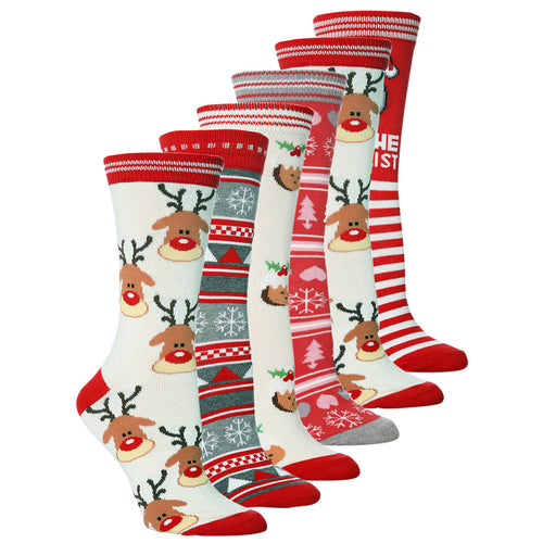 Autumn Winter Socks For Women New Year Santa Claus Christmas Snow Elk Gift Cute Cartoon Thickness Socks Long Cotton Socks#10