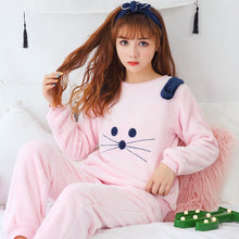 Load image into Gallery viewer, Autumn Winter Women Pyjamas Sets pajamas Sleepwear Suit Thick Warm Coral Flannel nightgown Female Cartoon Animal Pijama Mujer