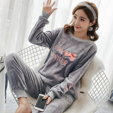 Load image into Gallery viewer, Autumn Winter Women Pyjamas Sets pajamas Sleepwear Suit Thick Warm Coral Flannel nightgown Female Cartoon Animal Pijama Mujer