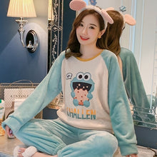 Load image into Gallery viewer, Autumn Winter Women Pyjamas Sets pajamas Sleepwear Suit Thick Warm Coral Flannel nightgown Female Cartoon Animal Pijama Mujer