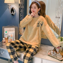 Load image into Gallery viewer, Autumn Winter Women Pyjamas Sets pajamas Sleepwear Suit Thick Warm Coral Flannel nightgown Female Cartoon Animal Pijama Mujer