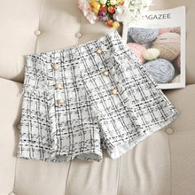 Load image into Gallery viewer, Autumn and winter woolen children's  loose wild small fragrance wide leg thick tweed shorts high waist boots