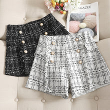 Load image into Gallery viewer, Autumn and winter woolen children's  loose wild small fragrance wide leg thick tweed shorts high waist boots