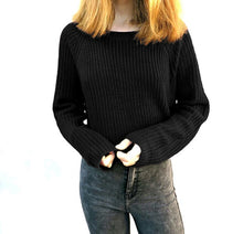 Load image into Gallery viewer, Autumn winter women sweaters and pullovers korean style long sleeve casual crop sweater slim solid knitted jumpers sweater mujer