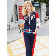 Load image into Gallery viewer, Autumn zipper Cardigan sweater and Trousers up and down Two-piece fashion Sweet Maiden long-sleeved Cardigan top Pants suit coat