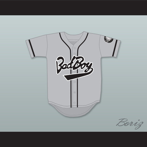 Biggie Smalls 10 Bad Boy Gray Baseball Jersey with 20 Years Patch