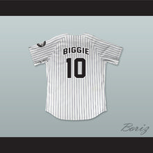 Load image into Gallery viewer, Biggie Smalls 10 Bad Boy Pinstriped Baseball Jersey with 20 Years Patch
