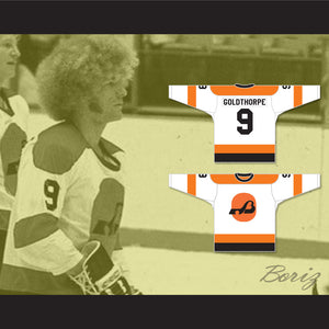 WHA 1974-75 Baltimore Blades Goldie Goldthorpe 9 Home Hockey Jersey