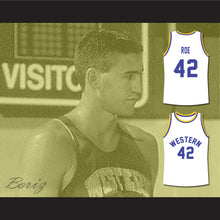 Load image into Gallery viewer, Matt Nover Ricky Roe 42 Western University White Basketball Jersey Blue Chips Movie