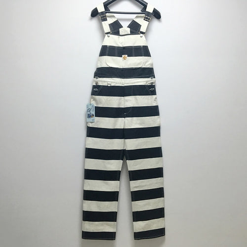 BOB DONG Prisoner Striped Overalls Vintage Men's Motorcycle Biker Racing Pants