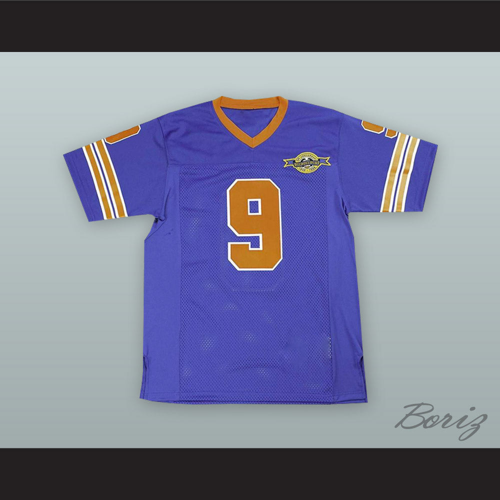 Bobby Boucher 9 Mud Dogs Blue Football Jersey with Bourbon Bowl Patch
