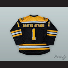 Load image into Gallery viewer, Jeff Bauman 1 Boston Strong Black Hockey Jersey Stronger