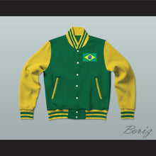 Load image into Gallery viewer, Brazil Varsity Letterman Jacket-Style Sweatshirt