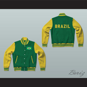 Brazil Varsity Letterman Jacket-Style Sweatshirt