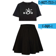 Load image into Gallery viewer, BTS 2019 New Ariana Grande Summer  Women Harajuku Two Pieces Sets Sexy Short Skirt And T-shirts Clothes Hot Sale Kpops Plus Size