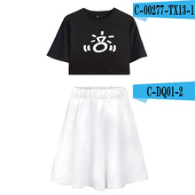 Load image into Gallery viewer, BTS 2019 New Ariana Grande Summer  Women Harajuku Two Pieces Sets Sexy Short Skirt And T-shirts Clothes Hot Sale Kpops Plus Size