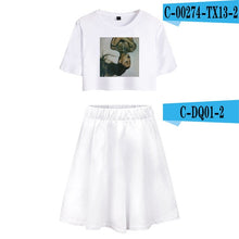 Load image into Gallery viewer, BTS 2019 New Ariana Grande Summer  Women Harajuku Two Pieces Sets Sexy Short Skirt And T-shirts Clothes Hot Sale Kpops Plus Size