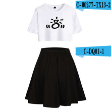 Load image into Gallery viewer, BTS 2019 New Ariana Grande Summer  Women Harajuku Two Pieces Sets Sexy Short Skirt And T-shirts Clothes Hot Sale Kpops Plus Size