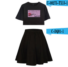 Load image into Gallery viewer, BTS 2019 New Ariana Grande Summer  Women Harajuku Two Pieces Sets Sexy Short Skirt And T-shirts Clothes Hot Sale Kpops Plus Size