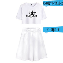 Load image into Gallery viewer, BTS 2019 New Ariana Grande Summer  Women Harajuku Two Pieces Sets Sexy Short Skirt And T-shirts Clothes Hot Sale Kpops Plus Size