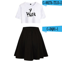 Load image into Gallery viewer, BTS 2019 New Ariana Grande Summer  Women Harajuku Two Pieces Sets Sexy Short Skirt And T-shirts Clothes Hot Sale Kpops Plus Size