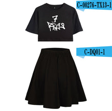 Load image into Gallery viewer, BTS 2019 New Ariana Grande Summer  Women Harajuku Two Pieces Sets Sexy Short Skirt And T-shirts Clothes Hot Sale Kpops Plus Size