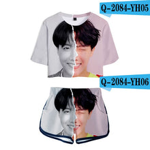 Load image into Gallery viewer, BTS Kawaii Crop Tops 3D Print LOVE YOURSELF ANSWER Shorts And T-shirt Women Clothes Harajuku Hip Hop Tops Kpop Plus Size