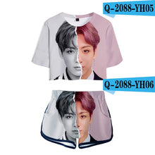 Load image into Gallery viewer, BTS Kawaii Crop Tops 3D Print LOVE YOURSELF ANSWER Shorts And T-shirt Women Clothes Harajuku Hip Hop Tops Kpop Plus Size