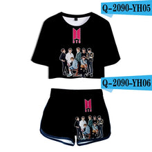 Load image into Gallery viewer, BTS Kawaii Crop Tops 3D Print LOVE YOURSELF ANSWER Shorts And T-shirt Women Clothes Harajuku Hip Hop Tops Kpop Plus Size