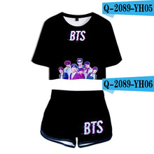 Load image into Gallery viewer, BTS Kawaii Crop Tops 3D Print LOVE YOURSELF ANSWER Shorts And T-shirt Women Clothes Harajuku Hip Hop Tops Kpop Plus Size