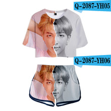 Load image into Gallery viewer, BTS Kawaii Crop Tops 3D Print LOVE YOURSELF ANSWER Shorts And T-shirt Women Clothes Harajuku Hip Hop Tops Kpop Plus Size