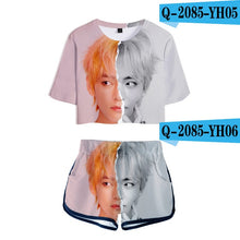Load image into Gallery viewer, BTS Kawaii Crop Tops 3D Print LOVE YOURSELF ANSWER Shorts And T-shirt Women Clothes Harajuku Hip Hop Tops Kpop Plus Size
