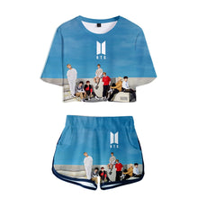 Load image into Gallery viewer, BTS Kawaii Crop Tops 3D Print LOVE YOURSELF ANSWER Shorts And T-shirt Women Clothes Harajuku Hip Hop Tops Kpop Plus Size