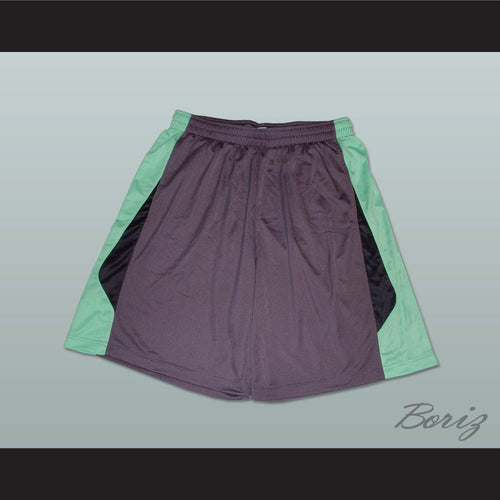 Grey Light Green and Black Basketball Shorts