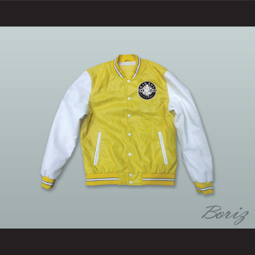 Bad Boy Entertainment 20 Years Patch Yellow and White Lab Leather Varsity Letterman Jacket