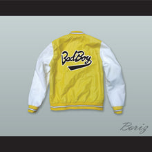 Load image into Gallery viewer, Bad Boy Entertainment Yellow and White Lab Leather Varsity Letterman Jacket