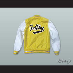 Bad Boy Entertainment Yellow and White Lab Leather Varsity Letterman Jacket