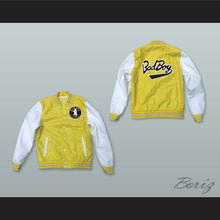 Load image into Gallery viewer, Bad Boy Entertainment Yellow and White Lab Leather Varsity Letterman Jacket
