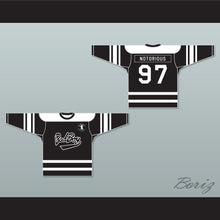 Load image into Gallery viewer, Notorious B.I.G. 97 Bad Boy Black Hockey Jersey Includes Patch