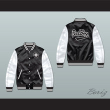 Load image into Gallery viewer, Bad Boy Black/ White Varsity Letterman Satin Bomber Jacket