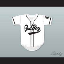 Load image into Gallery viewer, Biggie Smalls 10 Bad Boy White Baseball Jersey with 20 Years Patch