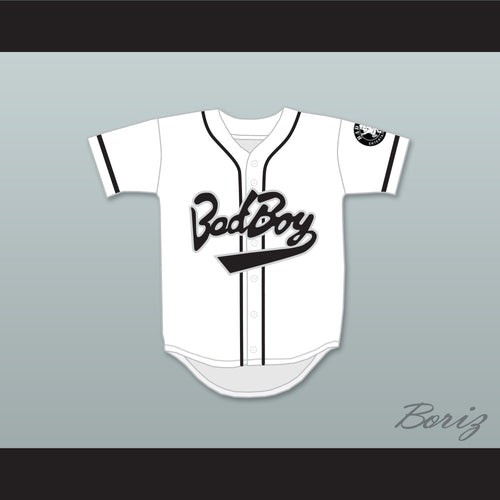 Biggie Smalls 10 Bad Boy White Baseball Jersey with 20 Years Patch