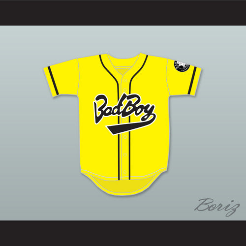 Biggie Smalls 10 Bad Boy Yellow Baseball Jersey with 20 Years Patch