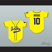 Load image into Gallery viewer, Biggie Smalls 10 Bad Boy Yellow Baseball Jersey with 20 Years Patch