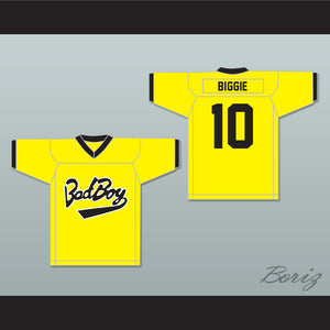 Biggie Smalls 10 Bad Boy Yellow Football Jersey