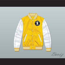 Load image into Gallery viewer, Bad Boy Entertainment Yellow/ White Varsity Letterman Satin Bomber Jacket