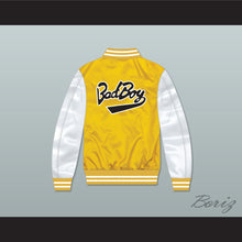 Load image into Gallery viewer, Bad Boy Entertainment Yellow/ White Varsity Letterman Satin Bomber Jacket