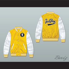 Load image into Gallery viewer, Bad Boy Entertainment Yellow/ White Varsity Letterman Satin Bomber Jacket