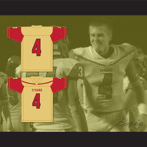 Bailey Zappe 4 Victoria East High School Titans Old Gold Football Jersey 1