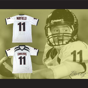 Baker Mayfield 11 Lake Travis High School Cavaliers White Football Jersey